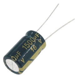SYSCOM PARTS 1500MF0016V Capacitor Electrolitico de Aluminio Radial de 1500 ÂµFd 16 Vcc 105 Â°C 10 x 20 mm.