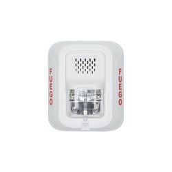 SYSTEM SENSOR P2WL-SP Sirena con Lampara Estroboscopica a 2 Hilos Montaje en Pared Color Blanco Configuracion Estroboscopica Seleccionable y Texto en Espanol Nuevo Diseno Moderno y Elegante y Menor Co
