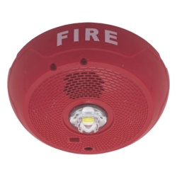 SYSTEM SENSOR PC2RLED Sirena con estrobo LED de 2 hilos para techo 24 Vcd candela seleccionable hasta 177 cd puntos de prueba DVM color rojo