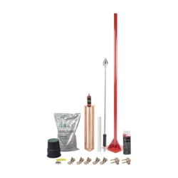 TOTAL GROUND KIT-MASTER-01-V2 Kit Pararrayo con Punta en Aluminio con Accesorios para Proteccion de Diametro de 160 m.