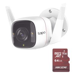 TP-LINK TAPO-C320WS/HS64 Kit de Camara IP Wi-Fi / Incluye 1 Pieza Modelo TAPO-C320WS / Utiliza La App Tapo / 1 Memoria Micro SD Modelo Mod HS-TF-E1/64G