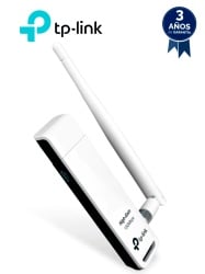 TP-LINK TPL4220018 TP-LINK TL-WN722N - Adaptador USB inalambrico de alta ganancia N 150 Mbps en 2.4 GHz con antena desmontable de 4dBi.