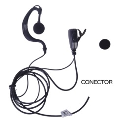 TXEHK04 Micrófono-Audífono Profesional / Gancho Ergonómico en G / PTT de Solapa / Cable Kevlar / Conector 2 Pines / Uso Prolongado