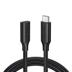 UGREEN 10387 Cable USB-C Macho a USB-C Hembra | 1metro | USB-C 3.1 Gen 2 | Compatible con Thunderbolt 3 | TPE | Transferencia de Datos 10 Gbps | Soporta hasta 100W para Carga Rapida | Reversible.