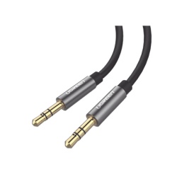 UGREEN 10735 Cable Auxiliar / 2 m (6.6 ft) / Conector 3.5mm Macho a Macho / Chapado en Oro 24K / TPE / Aluminio / Negro