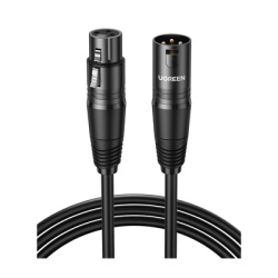 UGREEN 20716 Cable para Microfono XLR Tipo Canon Macho a Hembra | 15 Metros | Plug & Play | Anti interferencias | Triple Blindaje | Alta Calidad | Color Negro.