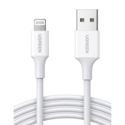 UGREEN 20728 Cable USB-A a Lightning | 1 Metro | Certificado MFi | Carga Rapida 5V/2.4 A| 480 Mbps | PD | Conector C89 | Adecuado para iPhone iPad y iPod | Proteccion Integrada | Caja de ABS | Cubiert