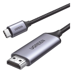 UGREEN 50570 Cable USB-C 3.1 a HDMI 4K | 1.5 Metros (4.92 Pies) | Compatible con Thunderbolt 3 & 4 | Adaptador Tipo-C a HDMI | 4k@60Hz | Soporta Modo Espejo y Modo Extendido | Carcasa de Aluminio | Ny