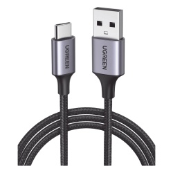 UGREEN 60128 Cable USB-A a USB-C | 2 Metros (6.56 Pies) | Transferencia de Datos de 480 Mbps | Carga Rapida | QC 4.0/3.0/2.0 | FPC | AFC | Proteccion Integrada | Caja de Aluminio | Nylon Trenzado | Co