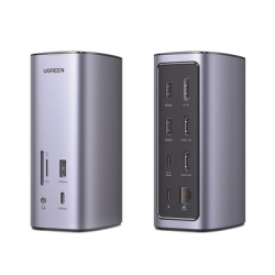 UGREEN 90325 HUB USB-C (Docking Revodok Pro) 12 en 1 | 2 USB-A 3.0 | 1 USB-C PD Carga 100W | 1 USB-A 3.1 | 1 USB-C 3.1 | HDMI 4K | HDMI 8K Ultra HD | Display Port 4K | RJ45 (Gigabit) | Lector Tarjeta