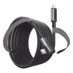 UGREEN 90629 Cable USB-C a USB-C (Cable Link) | 5 metros (16 pies) | Transferencia de Alta Velocidad | Carga Rapida | Un Extremo Angulado | Caja de Aluminio | Nylon Trenzado.