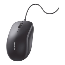 UGREEN 90789 Mouse Optico USB | Cable USB de 1.5 metros | 3 Botones | 1200DPI | Diseno Ergonomico | Silencioso | Color Negro | Windows / MacOS / Linux / Chrome y otros | Tambien Compatible con DVR / N