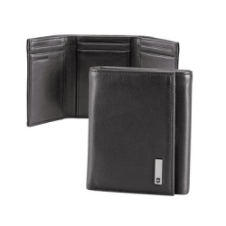 VICTORINOX 3016-3501 Cartera Athens Negra de Piel con Compartimento de Micromalla para ID. Doblable en 3 Partes con Divisor de Billetes. Pocket Wallet