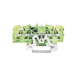 WAGO 2002-1407 Borna de Tierra / 4 Conductores / 2.5 mmÂ² / Push-in CAGE CLAMPÂ® / Aplicaciones Ex e II / Marcaje Lateral y Central / Carril DIN 35 x 15 y 35 x 7.5 / Verde-Amarillo