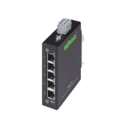 WAGO 852-111 Switch Industrial ECO / 5 Puertos 100Base-TX / 10/100 Mbps Auto-Negotiation / Auto-MDI/MDI-X / Alimentacion 18-30 VDC / IP30 / Montaje DIN-35