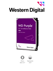 WESTERN DIGITAL WDC1490026 WESTERN WD11PURZ - Disco Duro de 1TB Purple/ Especial Para Videovigilancia/ Trabajo 24/7/ Interface: Sata 6 Gb/s/ Hasta 64 Camaras/ Hasta 8 Bahias de Discos Duros/ 3 Anos de