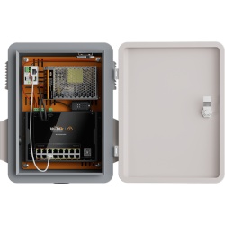 WI-TEK WI-PCES318GF-FO Gabinete todo en uno, protección IP55, switch PoE++ 90W BT, 16 puertos Gigabit, 2 SFP, 20 Gbps, sensores: temperatura, humedad y relay