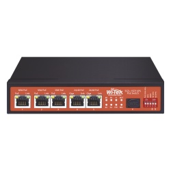 WI-TEK WI-PS306GF-UPS Controlador Solar de 5A con Switch PoE / 1 Puertos Gigabit PoE 802.3 bt / 2puertos PoE 802.3 af/at con 2 Puertos PoE Pasivo 24 Vcc / 1 Puerto SFP / No administrable