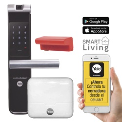 YALE-ASSA ABLOY MX89367 Kit Cerradura con manija YMF40A y HUB Apertura por Codigo Biometria y apertura por SMARTPHONE Para puertas de 35 a 90 mm de espesor