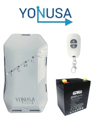 YONUSA YON1250023 YONUSA EYHS1BAT Energizador de nueva generacion para solucion de cerco electrico. Cubre 500 metros lineales o 100 metros en 5 lineas y bateria de respaldo de 12VDC a 4.5 Ah