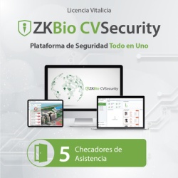 ZKTECO ZKCVTAP5 Licencia para ZKBio CVsecurity permite gestionar hasta 5 dispositivos para tiempo y asistencia