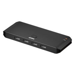 ATEN US4224 Switch USB 2.0 Compartido 2 x 4 Essentials | 480 Mbps | InstaSync | Pulsador Integrado | Diseno Compacto
