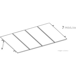 BASEL KITBASEL1X7 Montaje Solar / 7 Módulos 645 W / Inclinación 10° / Viento 170 km/h / 2.38 m (7.8 ft) x 1.13 m (3.7 ft)