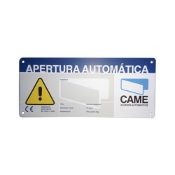CAME 119-R224E Letrero de Aviso Peligro para puertas automaticas CAME