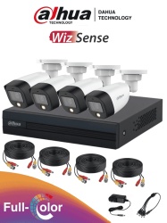 DAHUA DHT0250017 DAHUA FULLCOLORKIT- Kit de 4 canales Full Color de 2 MP. Incluye 4 camaras HFW1209CN-LED DVR Cooper-I WizSense con IA H.265 y 4 canales 1 IP (o hasta 5 canales IP). Busqueda avan
