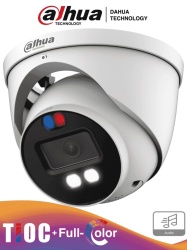 DAHUA DHT0290085 DAHUA DH-HAC-ME1809HN-A-PV - Camara Domo TiOC 4k/ Disuasion Activa/ Iluminador Dual Inteligente FullColor/ Estrobo con Luz Roja y Azul/ Lente de 2.8mm/ 106 Grados de Apertura/ 40 Met
