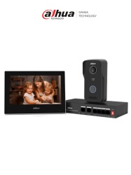 DAHUA DHT2400010 DAHUA KTP03-V2 - Kit de Videportero IP/ Monitor de 7 Pulgadas. Frente de Calle y Switch PoE/ 6&1 E&S de Alarma/ Frente de Calle IP65/ IR/ Apertura Remota / Switch de 4 Puertos PoE 10/