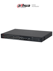 DAHUA DHT3720019 DAHUA DH-S4228-24GT-360 Switch Gigabit 24 puertos Administrable/ capa 2/ 2 Puertos Hi-PoE/ Redundancia de red: STP/ RSTP/ Transmision de larga distancia de 250 m/ 56 Gbps/ PoE