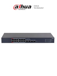 DAHUA DHT3720034 DAHUA DH-CS4220-16GT-190 Switch Poe de 16 Puertos Gigabit con PoE inteligente puerto rojo de 90W 190W totales 2 puertos SFP PoE Watchdog switching de 40 Gbps y proteccion avanzad