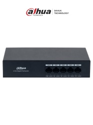 DAHUA DHT3720054 DAHUA DH-PFS3005-4GT-36 - Switch con 4 puertos Gigabit PoE y 1 puerto Uplink RJ45 10/100/1000 Mbps. Ofrece proteccion contra descargas electricas ideal para alimentar dispositivos IP