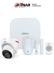 DAHUA PAQUETE HOME SECURITY - Paquete de intrusión diseñado para videoverificación, Incluye: KIT de intrusión inalámbrico + Cámara WizColor de 2 MP, App DMSS, Frecuencia 433 MHz, Tecnología: AirShield
