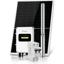 DEYE SP800DCKIT Kit de Bombeo Solar 800W (1 HP) / Bomba Sumergible con Controlador Integrado 60-220V CD / 2 Modulos Solares 540W / Interruptor Termomagnetico 2P 20A 800V CC / Protector de Descargas At
