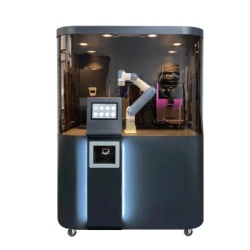 DOBOT COFFFEE Solucion Robotica Dobot para Barra de Cafe / Capacidad 100-150 Bebidas / Tiempo de Produccion 45-90 segundos / Pantalla Tactil 10.1 Pulgadas / Metodo de Pago por Escaneo / Auto-Limpieza