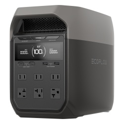 ECOFLOW EFD3 Estacion de Energia Portatil Delta 3 1024Wh Litio LFP / 6 AC 1800 W (Max. 2600W con X-Boost) / 4 USB-C 100W / Capacidad para Aumentar Respaldo / Cargador de Coche 10A a 12.6V / Conectivid