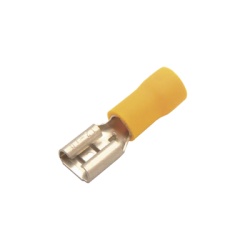 EPCOM POWERLINE AE55096 Terminal tipo hembra aislada 0.250 / 12 - 10 AWG / Amarillo / Para baterias con terminal F1 / Paquete de 25 piezas.