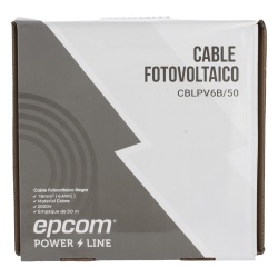 EPCOM POWERLINE CBLPV6B/50 Cable Fotovoltaico / 16 mm² (6 AWG) / Cobre 106 Hilos / 2000 V DC / Rango -40°C a 120°C / Resistencia UV y Ozono / Rollo 50 m (164 ft)