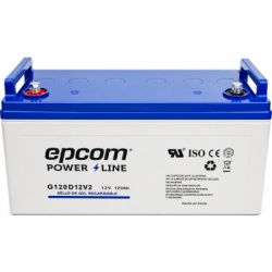 EPCOM POWERLINE G120D12V2 Batería de GEL Ciclo Profundo / 12 V @ 120 Ah / Descarga Máxima 1200 A / Vida Útil 18 Años en Flotación / Certificada UL, CE, IEC, BS, JIS, Eurobat