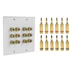 EPCOM PROAUDIO EP-WP6S-KIT Placa de Pared para Altavoces / 6 Canales / 12 Postes Banana / Chapado en Oro / 115x115x15 mm (4.5x4.5x0.6 in)