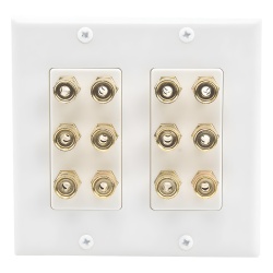 EPCOM PROAUDIO EP-WP6S Placa de Pared para Altavoces / 12 Postes Tipo Banana / 6 Canales / Conectores Chapados en Oro / Instalación sin Soldadura