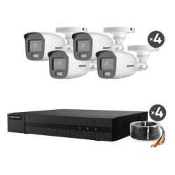 EPCOM PROFESSIONAL B8-KIT-CV/A Kit TurboHD 1080p / DVR 4 Canales / 4 Camaras Bala ColorVu con Microfono Integrado / Fuente de Poder / Accesorios de Instalacion