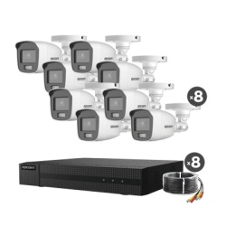 EPCOM PROFESSIONAL B8-KIT8-CV/A Kit TurboHD 1080p / DVR 8 Canales / 8 Camaras Bala ColorVu con Microfono Integrado / Fuente de Poder / Accesorios de Instalacion
