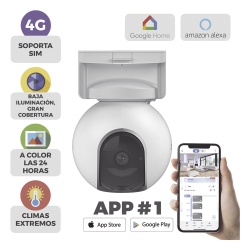 EZVIZ CS-EB8/4G Camara de Bateria Recargable / 4G Multicarrier / 3 Megapixel / Compatible con Panel Solar CS-PSP8 / CS-CMT-SOLARPANEL-E conector Tipo C / Seguimiento Inteligente / Vision Nocturna a Co