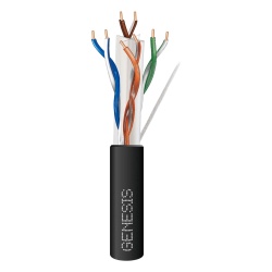 GENESIS 5110-1008 Carrete de Cable de 305 Metros (1000 Pies) Cat6 Calibre 24 Exterior para Climas Extremos RoHS Color Negro