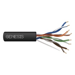 GENESIS 6360-1108 Bobina de Cable de 305 Metros (1000 Pies) UTP Cat6 RISER / Color Negro / UL CMR SPNLS Probado a 350 Mhz / Para Aplicaciones de CCTV Redes de Datos IP Megapixel Control RS485