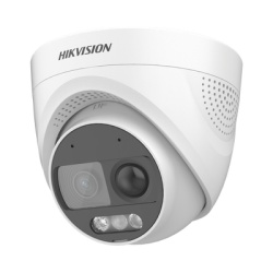 HIKVISION DS-2CE72DF3T-PIRXOS Cámara Turret TURBOHD / 2 Megapixel 1080p / Imagen a Color 24/7 / Luz Blanca 20 m (65.6 ft) / Sensor PIR 110° / Sirena 93.5 dB / Estrobo Rojo-Azul / IP67 / WDR 130 dB / Micrófono Integrado