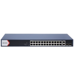 HIKVISION DS-3E1528P-EI Switch PoE+ Administrable / 24 Puertos Gigabit PoE+ / 2 Puertos Gigabit Uplink / 2 Puertos SFP Uplink / 370 W / Alcance Extendido 300 m (984.3 ft)